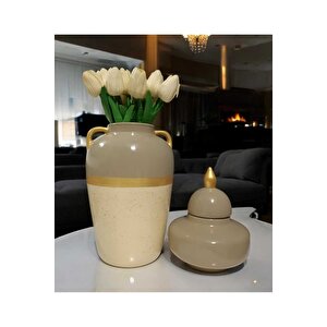 Özel El İşciliği Seramik Lüks Elegans Desenli Vazo Şah Küp Set