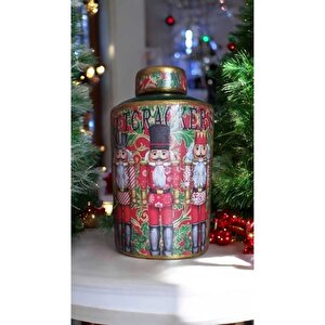 Özel El İşciliği El Boyaması Noel Figürlü Seramik Lüks Elegans Desenli Vazo Şah Küp