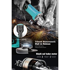 Assur 1200w Avuç Taşlama Makinesi 125mm 6 Kademeli Uzun Kuyruk