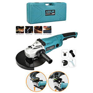 Assur 2200w Metal Şanzıman 230mm Büyük Spiral Taşlama Çantalı