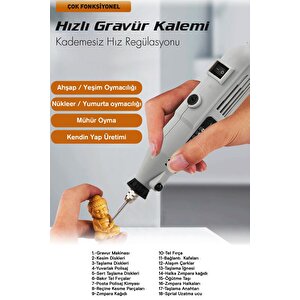6 Kademeli 600w Gravür Hobi Taşlama Seti Çantalı 211 Parça