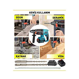 21v Kömürsüz Motor Darbeli Çift Akülü Şarjlı Kırıcı Delici Hilti 2-26mm