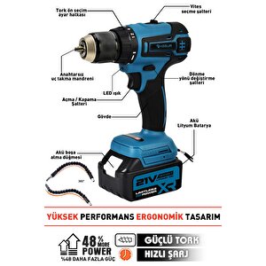 21v Akülü Vidalama Kömürsüz Motor Şarjlı Matkap