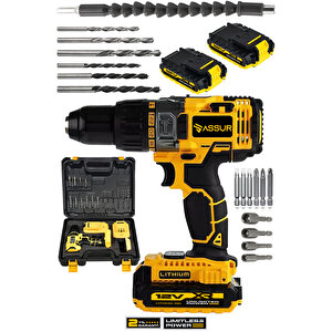 12v Metal Şanzıman Çift Akülü Bakır Sargı 24 Parça Şarjlı Matkap Akülü Vidalama