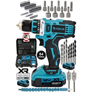 12v Şarjlı Matkap Metal Şanzıman Bakır Sargılı Çift Akülü