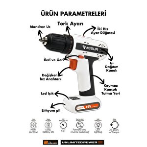 12v Dahili Batarya Akülü Vidalama Şarjlı Matkap