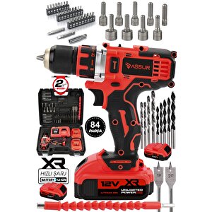 12v Şarjlı Matkap Metal Şanzıman Bakır Sargılı Çift Akülü