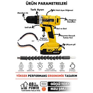12v Çelik Şanzıman Bakır Sargılı Şarjlı Matkap Çift Akülü Vidalama