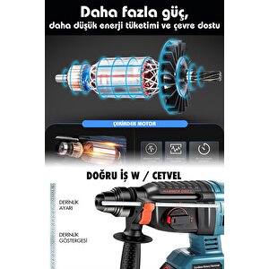 21v Kömürsüz Motor Darbeli Çift Akülü Şarjlı Kırıcı Delici Hilti 2-26mm