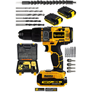 12v Metal Şanzıman Çift Akülü Bakır Sargı 24 Parça Şarjlı Matkap Akülü Vidalama