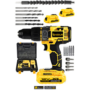 ASSUR 12v Metal Şanzıman Çift Akülü Bakır Sargı Şarjlı Matkap Akülü Vidalama