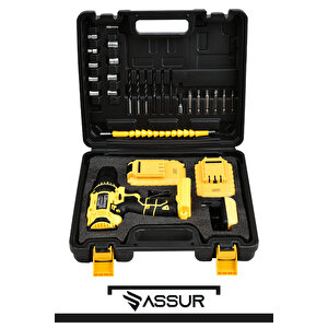 ASSUR 12v Metal Şanzıman Çift Akülü Bakır Sargı Şarjlı Matkap Akülü Vidalama