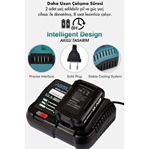21v Çift Akü Kömürsüz Motor Çelik Mandren Darbeli Akülü Vidalama Şarjlı Matkap