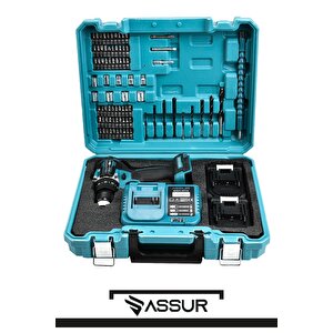 Assur 21v Kömürsüz Motor Çelik Mandren Darbeli Şarjlı Matkap Akülü Vidalama