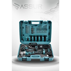 Profesyonel 21v Çift Akülü Kömürsüz Darbeli 450 Nm Somun Sıkma Sökme + 125 Mm Taşlama 2'li Set