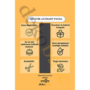 Antrasit Renk 100x240cm Yeni Nesil Akustik Duvar Paneli