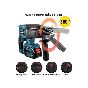21v Kömürsüz Motor Darbeli Çift Akülü Şarjlı Kırıcı Delici Hilti 2-26mm