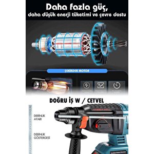 21v Kömürsüz Motor Darbeli Çift Akülü Şarjlı Kırıcı Delici Hilti 2-26mm