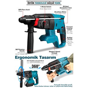21v Kömürsüz Motor Darbeli Çift Akülü Şarjlı Kırıcı Delici Hilti 2-26mm