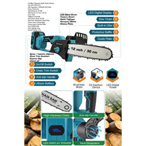 21v Çift Akülü Testere Ağaç Odun Dal Kesme Motoru