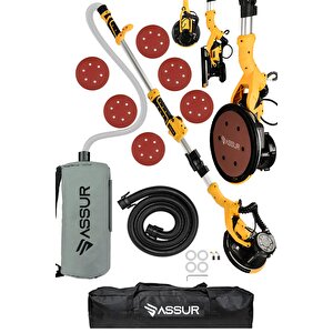Assur 850w Alçıpan Duvar Zımpara Makinası 360° Ledli Toz Emmeli