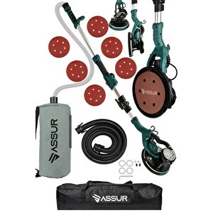 Assur 850w Alçıpan Duvar Zımpara Makinası 360° Ledli Toz Emmeli