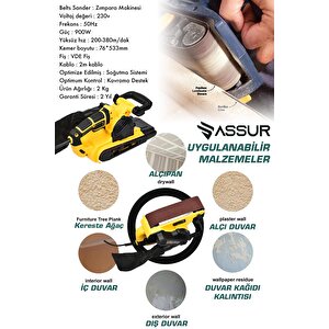 Assur 230v Elektrikli Vakumlu Tozsuz Cila Özellikli Tank Zımpara Makinesi