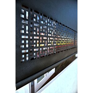 Siyah Karatma Lazer Kesim Modern Stor Güneşlik Perde