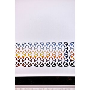 Ekru Dairesel Lazer Kesim Modern Stor Güneşlik Perde 100x200 cm