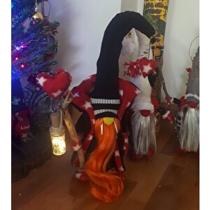 El Yapımı Ledli Şans Cücesi Kızıl Sakal 60 Cm
