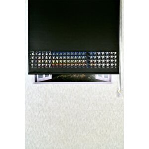 Siyah Karatma Lazer Kesim Modern Stor Güneşlik Perde 100x200 cm