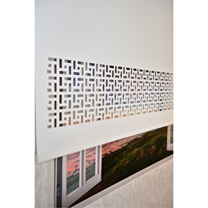 Ekru Lazer Kesim Modern Stor Güneşlik Perde 50x50 cm