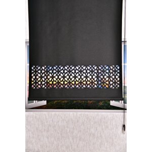 Siyah Karatma Dairesel Lazer Kesim Modern Stor Güneşlik Perde 80x240 cm