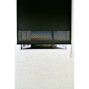 Siyah Karatma Lazer Kesim Modern Stor Güneşlik Perde 180x220 cm