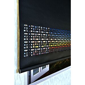 Siyah Karatma Lazer Kesim Modern Stor Güneşlik Perde 180x220 cm