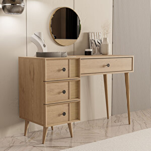 2254 ROSE AYNALI (AHŞAP AYAKLI)MDF PROFİL ÇERÇEVELİ 4 ÇEKMECELİ 120 CM MAKYAJ MASASI SEPET-YUNUS