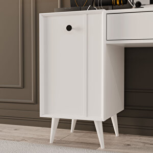 2240 LOVE AYNALI (AHŞAP AYAKLI) MDF PROFİL ÇERÇEVELİ ÇEKMECELİ - KAPAKLI 120 CM MAKYAJ MASASI BEYAZ