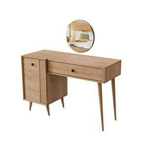 2244 Love Aynalı(AHŞAP AYAKLI)MDF PROFİL ÇERÇEVELİ Çekmeceli-Kapaklı 120Cm Makyaj Masası Sepet Yunus