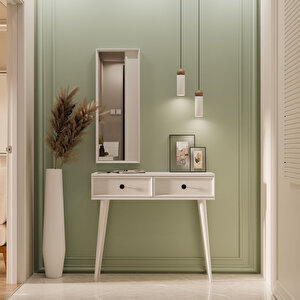 6020 Luna (ahşap Ayakli) Mdf Profi̇l Çerçeveli̇ 2 Çekmeceli̇ Aynali Dresuar Beyaz