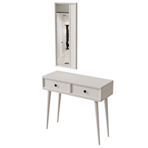 6020 Luna (ahşap Ayakli) Mdf Profi̇l Çerçeveli̇ 2 Çekmeceli̇ Aynali Dresuar Beyaz