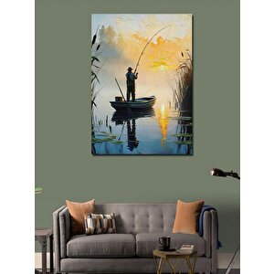 Kanvas Tablo Gölde Kayık 100x140 cm