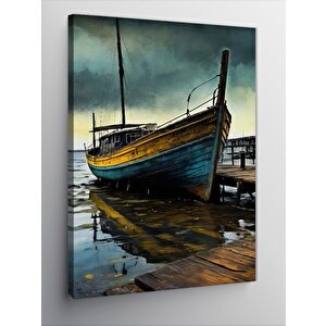 Kanvas Tablo Terk Edilmiş Kayık 70x100 cm