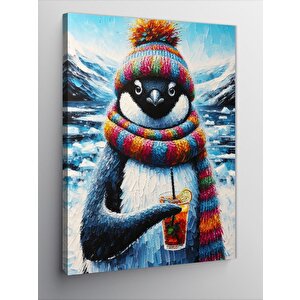 Kanvas Tablo Soğuk Çay İçen Penguen 50x70 cm