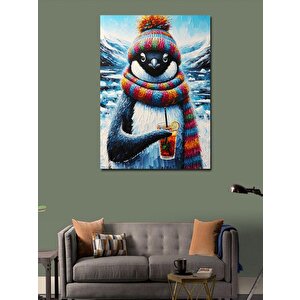 Kanvas Tablo Soğuk Çay İçen Penguen 50x70 cm