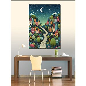 Kanvas Tablo Renkli Köy 70x100 cm