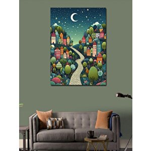 Kanvas Tablo Renkli Köy 100x140 cm