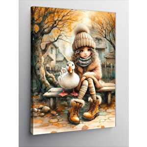 Kanvas Tablo Kaz Ve Kız Çocuğu 70x100 cm
