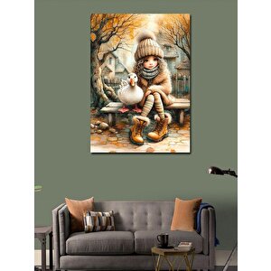 Kanvas Tablo Kaz Ve Kız Çocuğu 70x100 cm