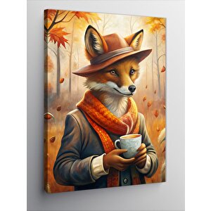 Kanvas Tablo Çay İçen Tilki 50x70 cm