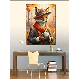 Kanvas Tablo Çay İçen Tilki 50x70 cm
